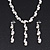 Stunning Bridal Simulated Pearl/Crystal Y-Necklace & Drop Earring Set In Silver Metal - 46cm Length/5cm Extension - view 3