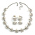 Luxurious Bridal Simulated Pearl/Crystal Necklace & Drop Earring Set In Silver Metal - 44cm Length/5cm Extension) - view 14