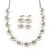 Luxurious Bridal Simulated Pearl/Crystal Necklace & Drop Earring Set In Silver Metal - 44cm Length/5cm Extension) - view 9