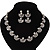 Luxurious Bridal Simulated Pearl/Crystal Necklace & Drop Earring Set In Silver Metal - 44cm Length/5cm Extension) - view 7