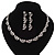 Classic Bridal Simulated Pearl/Crystal Necklace & Drop Earring Set In Silver Metal - 44cm Length/5cm Extension - view 5