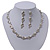 Classic Bridal Simulated Pearl/Crystal Necklace & Drop Earring Set In Silver Metal - 44cm Length/5cm Extension - view 14