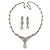 Bridal Swarovski Crystal Bib Necklace & Drop Earrings Set In Silver Plating - 44cm Length/ 5cm Extension - view 8