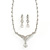 Bridal Swarovski Crystal Bib Necklace & Drop Earrings Set In Silver Plating - 44cm Length/ 5cm Extension - view 14