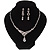 Bridal Swarovski Crystal Bib Necklace & Drop Earrings Set In Silver Plating - 44cm Length/ 5cm Extension - view 2