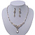Bridal Swarovski Crystal Bib Necklace & Drop Earrings Set In Silver Plating - 44cm Length/ 5cm Extension - view 9