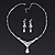 Bridal Swarovski Crystal Bib Necklace & Drop Earrings Set In Silver Plating - 44cm Length/ 5cm Extension - view 6