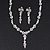 Stunning Bridal Crystal Y-Necklace & Drop Earring Set In Silver Metal - 44cm Length/5cm Extension