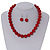 3-Piece Hot Red Acrylic Necklace & Drop Earrings Set - 102cm Length - view 3