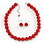 3-Piece Hot Red Acrylic Necklace & Drop Earrings Set - 102cm Length - view 5