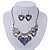 Burn Silver Hammered Charm 'Purple Heart' Necklace & Drop Earrings Set - 38cm Length/6cm Extension - view 3