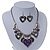Burn Silver Hammered Charm 'Purple Heart' Necklace & Drop Earrings Set - 38cm Length/6cm Extension - view 5