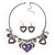 Burn Silver Hammered Charm 'Purple Heart' Necklace & Drop Earrings Set - 38cm Length/6cm Extension - view 2