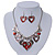 Burn Silver Hammered Charm ' Red Heart' Necklace & Drop Earrings Set - 38cm Length/6cm Extension - view 4