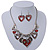 Burn Silver Hammered Charm ' Red Heart' Necklace & Drop Earrings Set - 38cm Length/6cm Extension - view 6