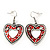 Burn Silver Hammered Charm ' Red Heart' Necklace & Drop Earrings Set - 38cm Length/6cm Extension - view 5