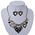 Burn Silver Hammered Charm ' Black Heart' Necklace & Drop Earrings Set - 38cm Length/6cm Extension - view 4