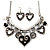 Burn Silver Hammered Charm ' Black Heart' Necklace & Drop Earrings Set - 38cm Length/6cm Extension - view 2