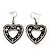 Burn Silver Hammered Charm ' Black Heart' Necklace & Drop Earrings Set - 38cm Length/6cm Extension - view 5