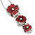 'Triple Flower' Red Enamel Diamante Necklace & Drop Earrings Set In Rhodium Plated Metal - 38cm Length (6cm extender) - view 4
