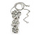 'Triple Flower' Milky White Enamel Diamante Necklace & Drop Earrings Set In Rhodium Plated Metal - 38cm Length (6cm extender) - view 3