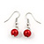 8mm Red Glass Bead Necklace & Drop Earring Set In Silver Metal - 38cm Length/ 4cm Extension - view 6