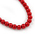 8mm Red Glass Bead Necklace & Drop Earring Set In Silver Metal - 38cm Length/ 4cm Extension - view 3