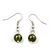 Olive Green Glass Bead Necklace & Drop Earring Set In Silver Metal - 38cm Length/ 4cm Extension - view 5