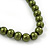 Olive Green Glass Bead Necklace & Drop Earring Set In Silver Metal - 38cm Length/ 4cm Extension - view 6