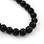 Black Glass Bead Necklace & Drop Earring Set In Silver Metal - 38cm Length/ 4cm Extension - view 4