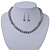 Light Grey Glass Bead Necklace & Drop Earring Set In Silver Metal - 38cm Length/ 4cm Extension - view 4