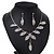 Delicate Bridal Diamante Floral Mesh 'Y'-Necklace & Drop Earrings Set In Silver Plating - 40cm Length/ 4cm Extension - view 10