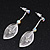 Delicate Bridal Diamante Floral Mesh 'Y'-Necklace & Drop Earrings Set In Silver Plating - 40cm Length/ 4cm Extension - view 6