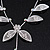 Delicate Bridal Diamante Floral Mesh 'Y'-Necklace & Drop Earrings Set In Silver Plating - 40cm Length/ 4cm Extension - view 9