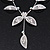 Delicate Bridal Diamante Floral Mesh 'Y'-Necklace & Drop Earrings Set In Silver Plating - 40cm Length/ 4cm Extension - view 7