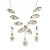 Delicate Bridal Diamante Floral Mesh 'Y'-Necklace & Drop Earrings Set In Silver Plating - 40cm Length/ 4cm Extension - view 3