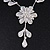 Delicate Bridal Diamante Leaf&Flower Mesh 'Y'-Necklace & Drop Earrings Set In Silver Plating - 38cm Length/ 5cm Extension - view 6