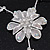 Delicate Bridal Diamante Leaf&Flower Mesh 'Y'-Necklace & Drop Earrings Set In Silver Plating - 38cm Length/ 5cm Extension - view 9