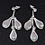Delicate Bridal Diamante Leaf&Flower Mesh 'Y'-Necklace & Drop Earrings Set In Silver Plating - 38cm Length/ 5cm Extension - view 7