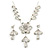Delicate Bridal Diamante Leaf&Flower Mesh 'Y'-Necklace & Drop Earrings Set In Silver Plating - 38cm Length/ 5cm Extension - view 2