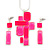 Hot Pink 'Summer Shapes' Necklace & Drop Earrings Set In Matte Silver Plating - 40cm Length/ 7cm Extension - view 7
