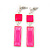 Hot Pink 'Summer Shapes' Necklace & Drop Earrings Set In Matte Silver Plating - 40cm Length/ 7cm Extension - view 8