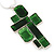 Leaf Green 'Summer Shapes' Necklace & Drop Earrings Set In Matte Silver Plating - 40cm Length/ 7cm Extension - view 3