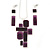 Grape Soda Purple 'Summer Shapes' Necklace & Drop Earrings Set In Matte Silver Plating - 40cm Length/ 7cm Extension - view 1