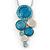 Rhodium Plated Aqua Blue Enamel, Crystal 'Multi Circle' Pendant & Drop Earrings Set - 38cm Length/ 5cm Extension - view 2