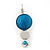 Rhodium Plated Aqua Blue Enamel, Crystal 'Multi Circle' Pendant & Drop Earrings Set - 38cm Length/ 5cm Extension - view 3