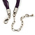 Deep Purple Enamel Square Station Cotton Cords Necklace & Drop Earrings In Rhodium Plating Set - 36cm Length/ 6cm Extension - view 5