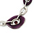 Purple Enamel Oval Geometric Chain Necklace & Drop Earrings Set In Rhodium Plating - 38cm Length/ 6cm Extension - view 3