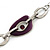 Purple Enamel Oval Geometric Chain Necklace & Drop Earrings Set In Rhodium Plating - 38cm Length/ 6cm Extension - view 5