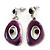 Purple Enamel Oval Geometric Chain Necklace & Drop Earrings Set In Rhodium Plating - 38cm Length/ 6cm Extension - view 4